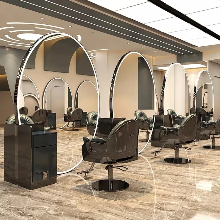 Hot Sale Hairdressing Equipments Beauty Makeup Mirrors Styling Stations Barber Mirror Station Salon Furniture Metal Tutus Packing