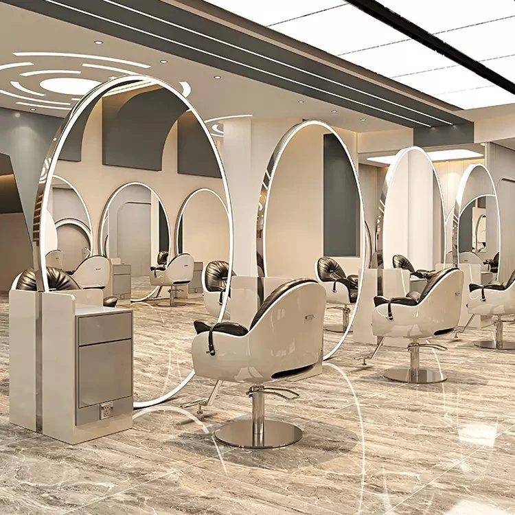 Hot Sale Hairdressing Equipments Beauty Makeup Mirrors Styling Stations Barber Mirror Station Salon Furniture Metal Tutus Packing
