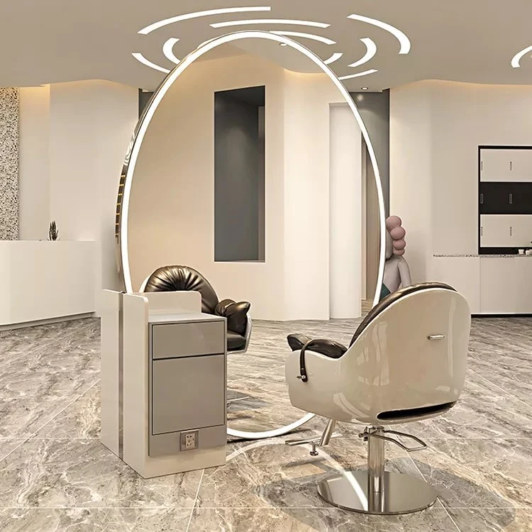 Hot Sale Hairdressing Equipments Beauty Makeup Mirrors Styling Stations Barber Mirror Station Salon Furniture Metal Tutus Packing