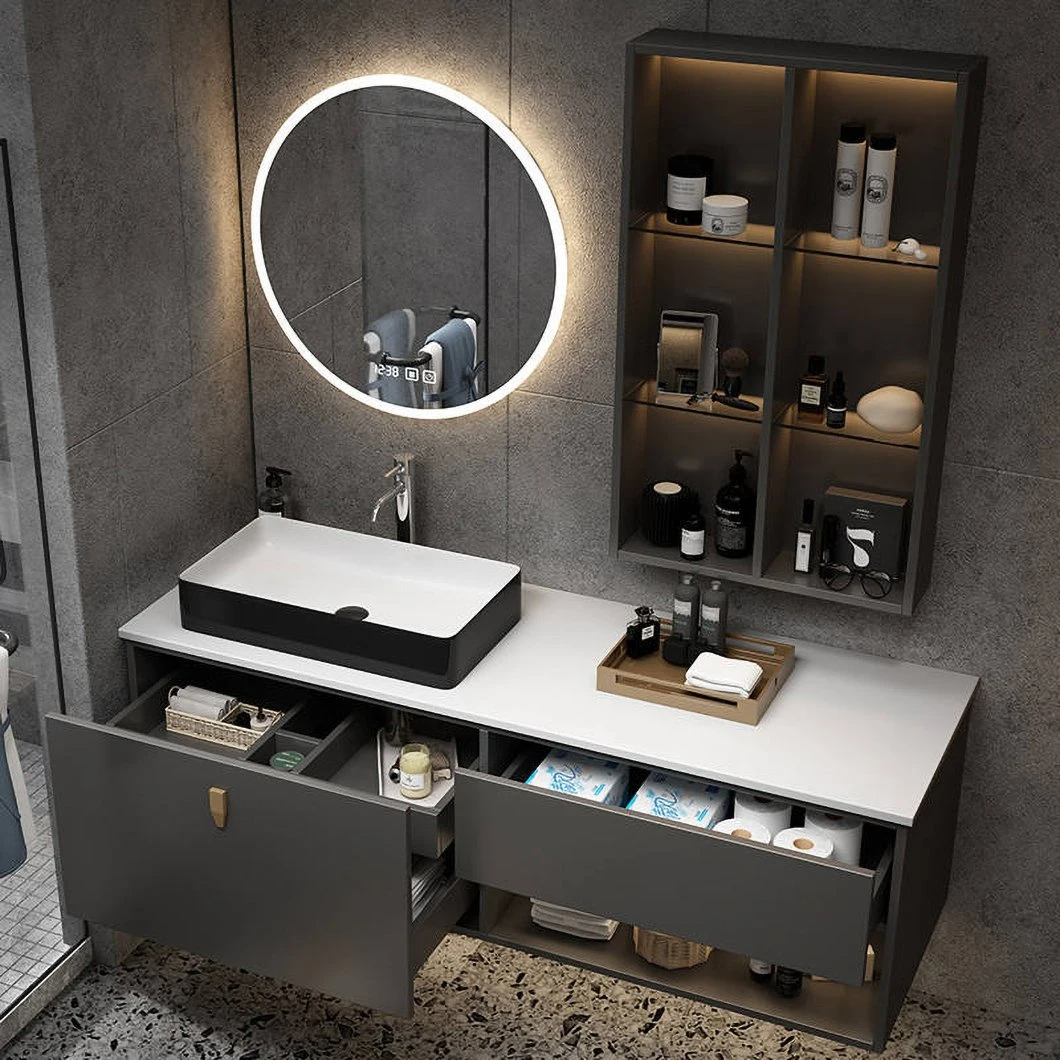 Factory Hot Seller Marmor Countertop Bathroom Scrinium Dresser Modern White Double Wall Mounted Basin Scrinium