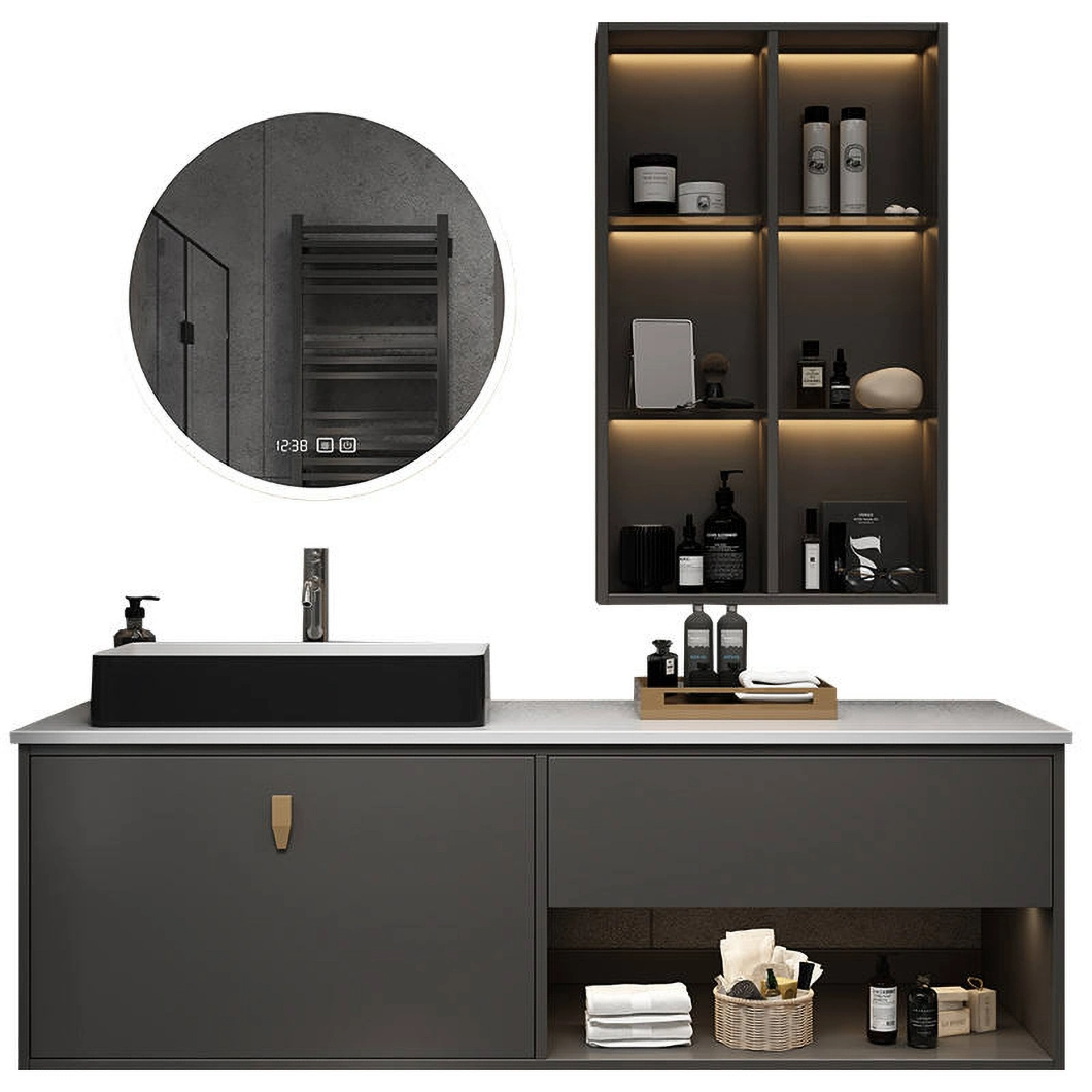 Factory Hot Seller Marmor Countertop Bathroom Scrinium Dresser Modern White Double Wall Mounted Basin Scrinium