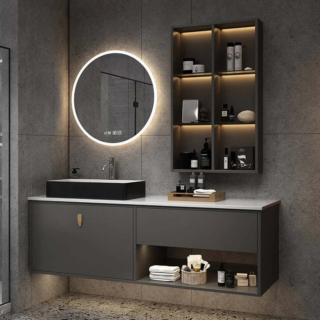 Factory Hot Seller Marmor Countertop Bathroom Scrinium Dresser Modern White Double Wall Mounted Basin Scrinium