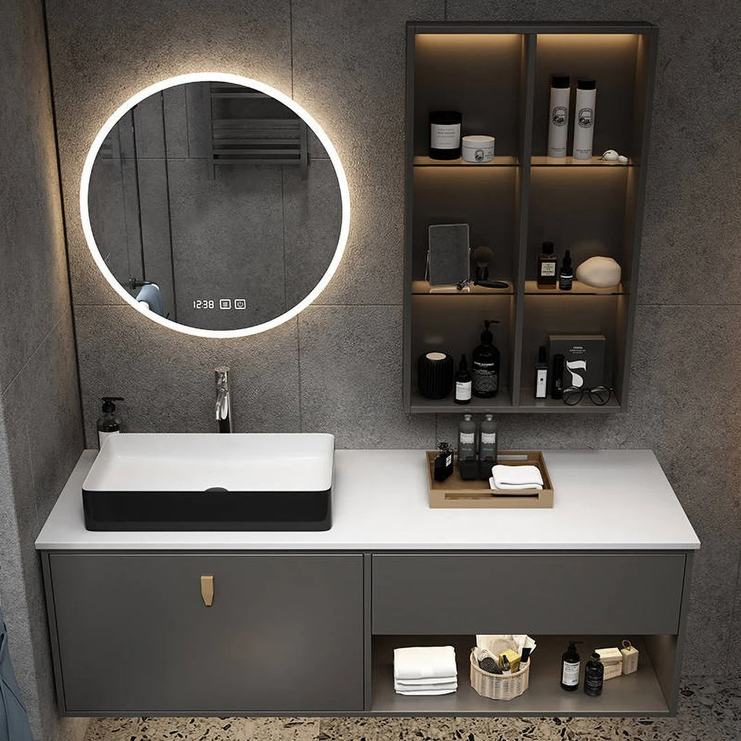 Factory Hot Seller Marmor Countertop Bathroom Scrinium Dresser Modern White Double Wall Mounted Basin Scrinium