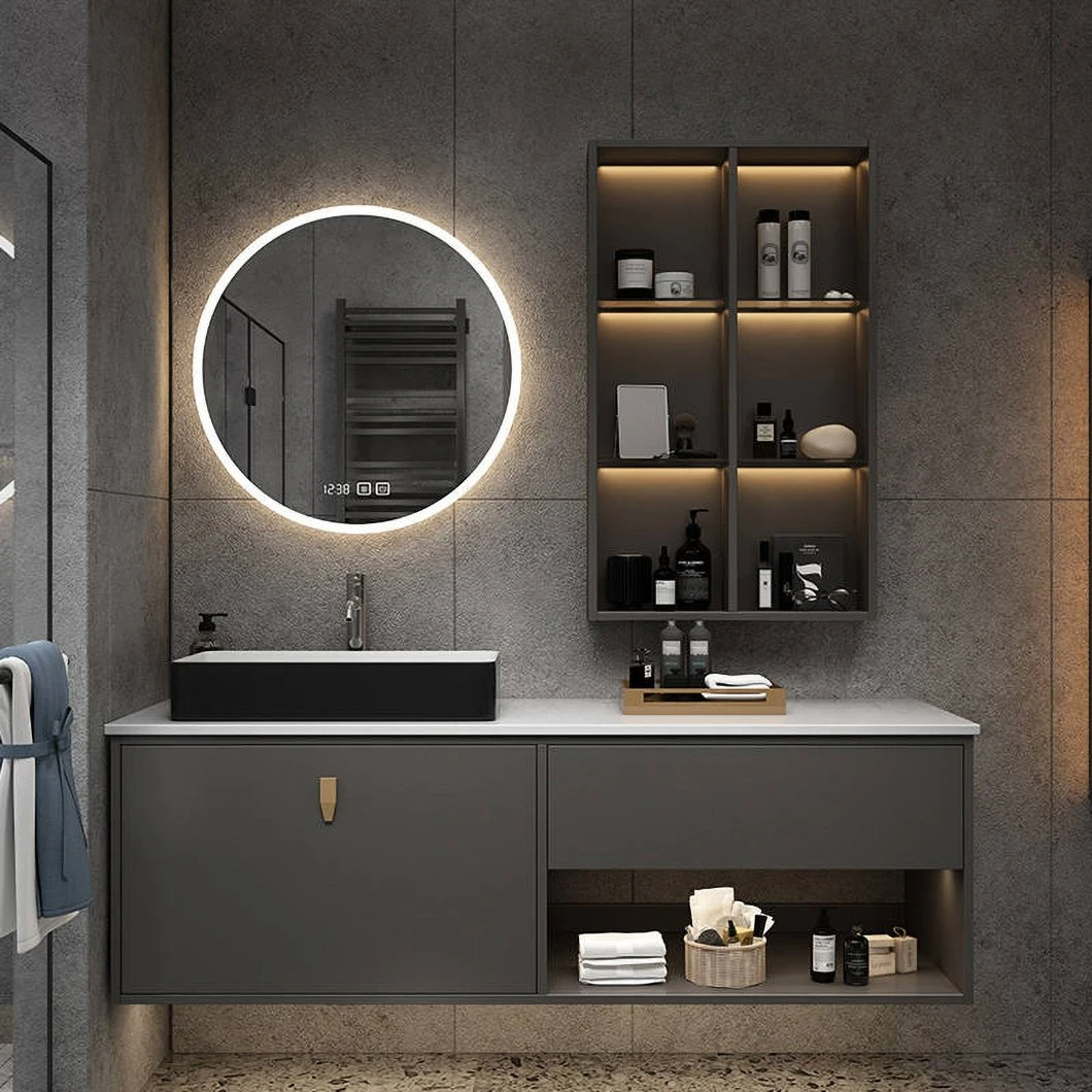 Factory Hot Seller Marmor Countertop Bathroom Scrinium Dresser Modern White Double Wall Mounted Basin Scrinium