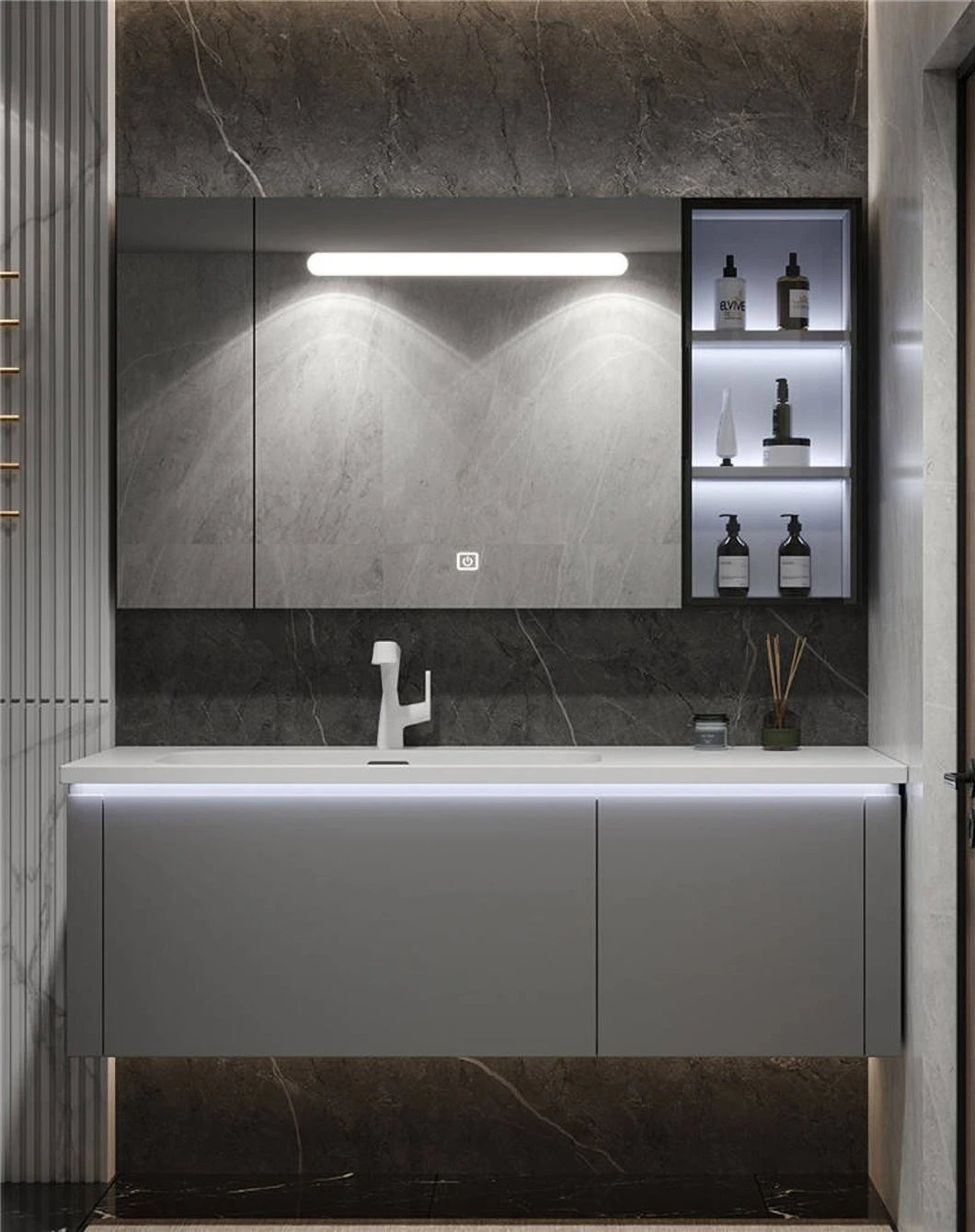 Hotel's Cheap Used Bathroom Vanity Mirror Cabinet Set Modern Double Marble Bathroom Scrinium Cum Sink