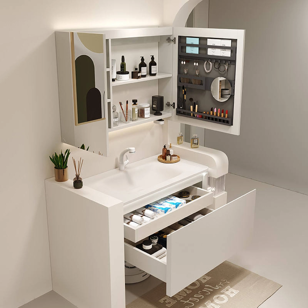 Deliciae Wall-Mounted Floating Cabinet Bathroom Vanity Modern Hotel Marble Single Sink Bathroom Cabinet