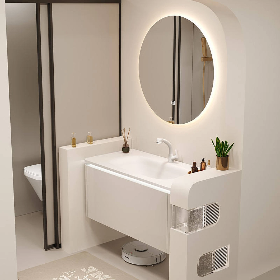 Deliciae Wall-Mounted Floating Cabinet Bathroom Vanity Modern Hotel Marble Single Sink Bathroom Cabinet