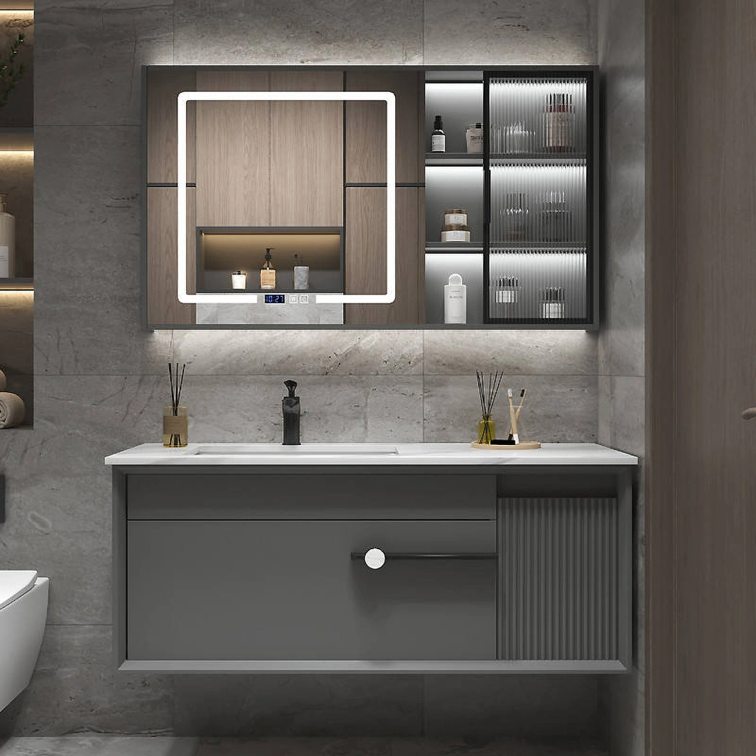 Modern Luxuria Vanitas Pone cum Glossis Hardwood Bathroom Cabinet with LED Mirror