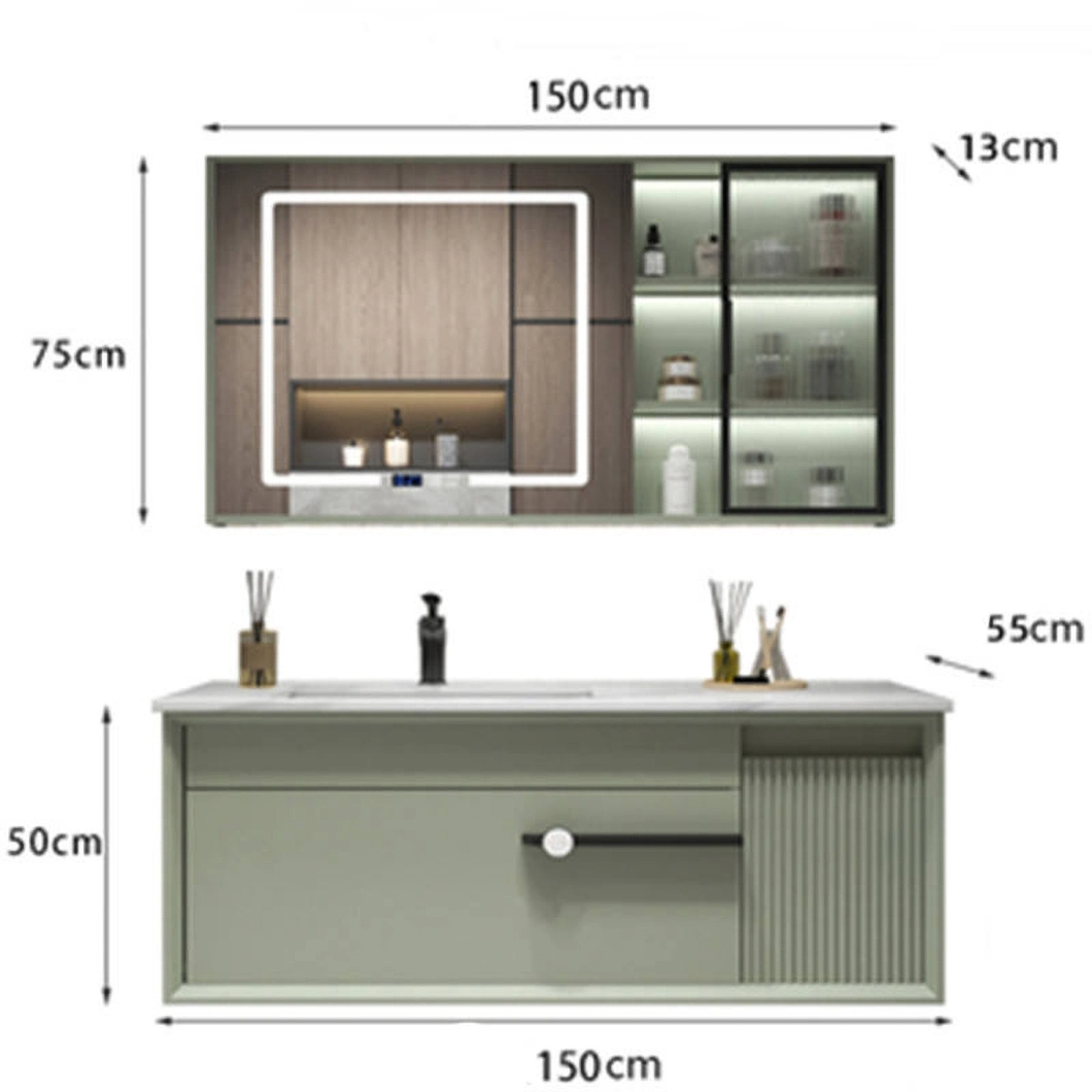 Modern Luxuria Vanitas Pone cum Glossis Hardwood Bathroom Cabinet with LED Mirror