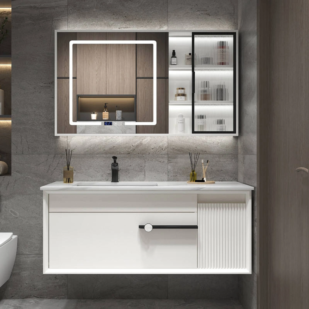Modern Luxuria Vanitas Pone cum Glossis Hardwood Bathroom Cabinet with LED Mirror