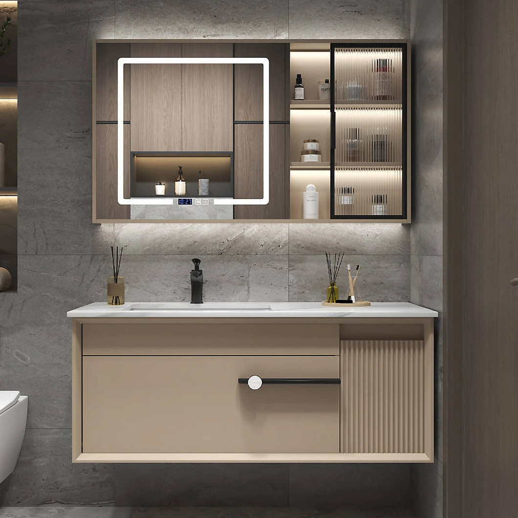 Modern Luxuria Vanitas Pone cum Glossis Hardwood Bathroom Cabinet with LED Mirror