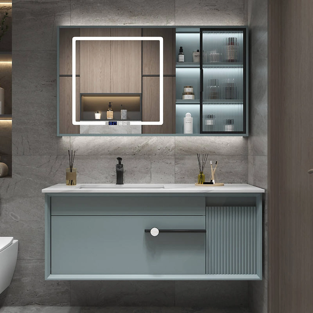 Modern Luxuria Vanitas Pone cum Glossis Hardwood Bathroom Cabinet with LED Mirror