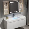 The Solid Wood Lavare et Amicientes Cabinet Black Bathroom Furniture Luxurious Bathroom Cabinet with Smart Mirror Cabinet