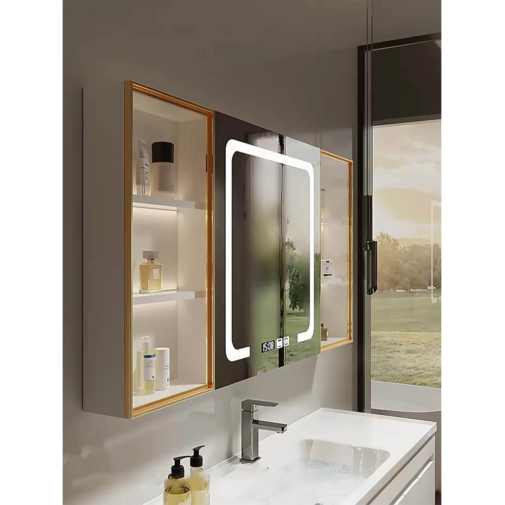 The Solid Wood Lavare et Amicientes Cabinet Black Bathroom Furniture Luxurious Bathroom Cabinet with Smart Mirror Cabinet