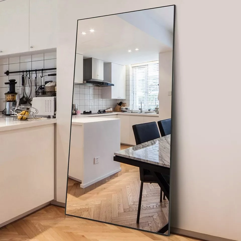 Explosio-Probatur Big Murus specula plena Longitudo Cubiculum Aluminium-Framed Floor Sta Aurum Speculum