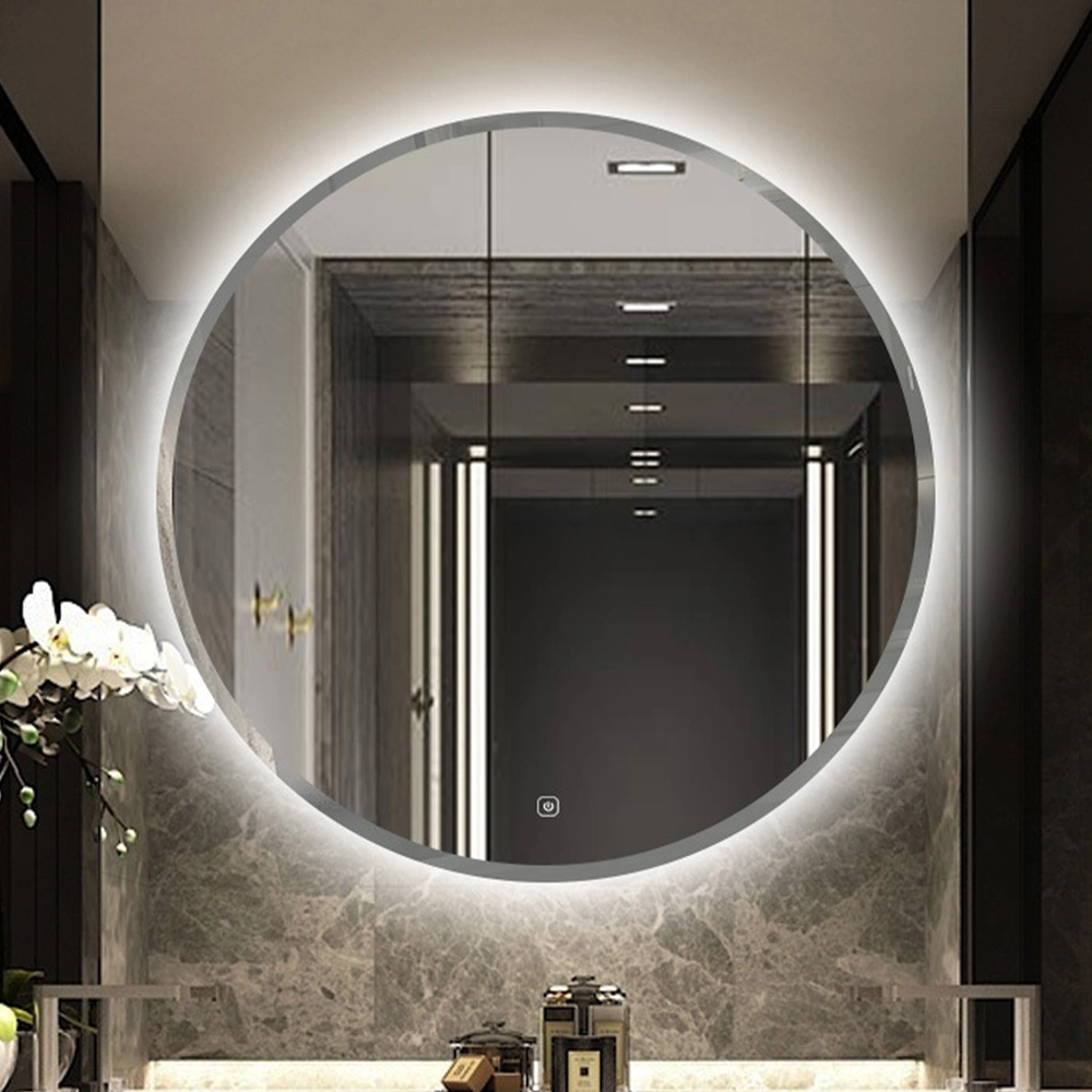 DUXERIT LATRINA circum DUXERIT SPECULUM ILLUMINATUM Anti Nebulam LED Light Bathroom Smart Makeup Vanity Mirror, Touch Dimmable Switch Color Temp Round DUXERIT Speculum Speculum