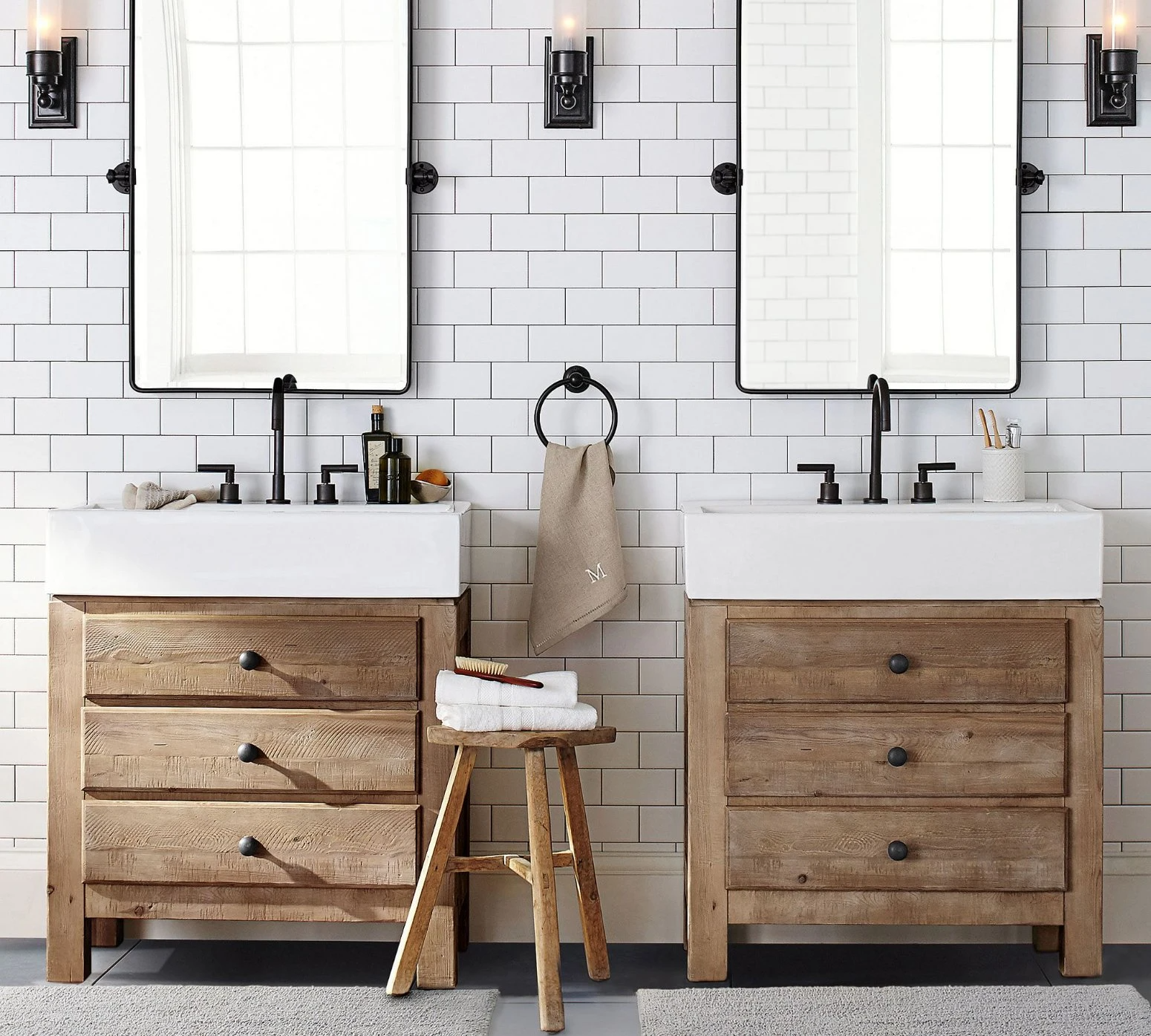 Cheap Modern Vanity Table Double Mirror and Double Sinks Bathroom Cabinet Luxury Bathroom Vanity