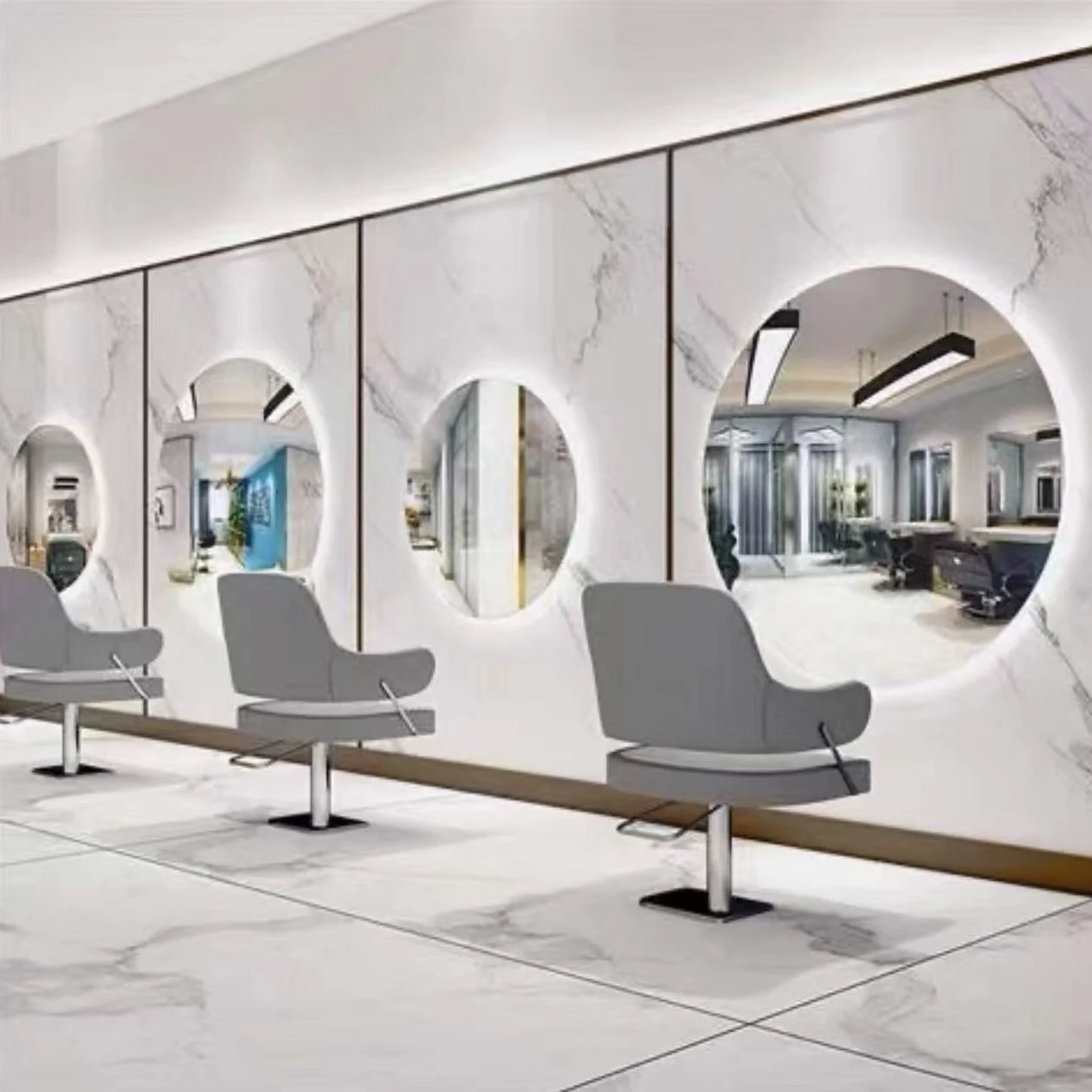 Hairdressing Speculum Salon Round Barbershop Mirror Table Hair Salon Special European Glass Salon Furniture