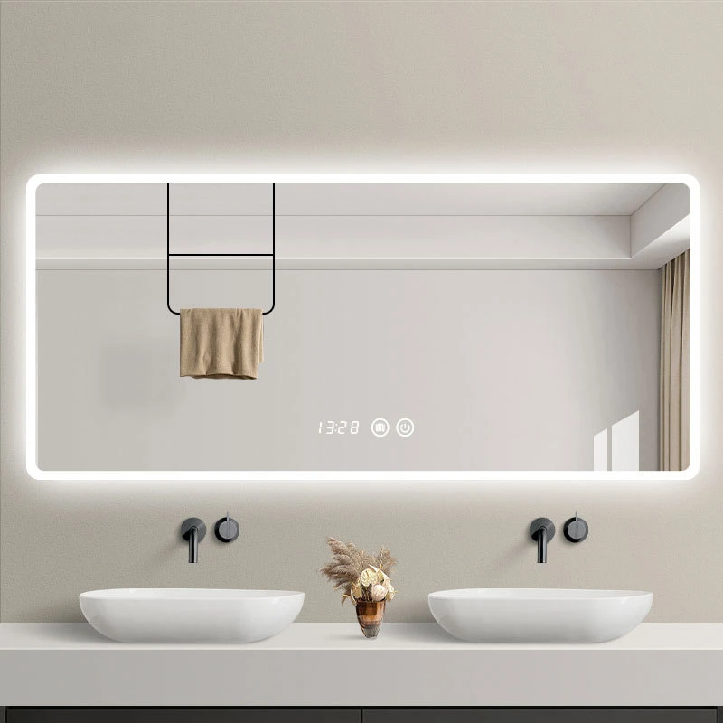 Intellegens Bathroom Speculum Wall-inevectus DUXERIT Bathroom Speculum cum luce Anti-Fogging Latrina Speculum