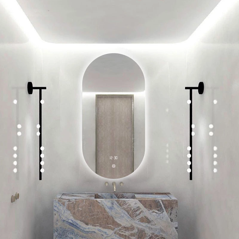 Intellegens Bathroom Speculum Wall-inevectus DUXERIT Bathroom Speculum cum luce Anti-Fogging Latrina Speculum