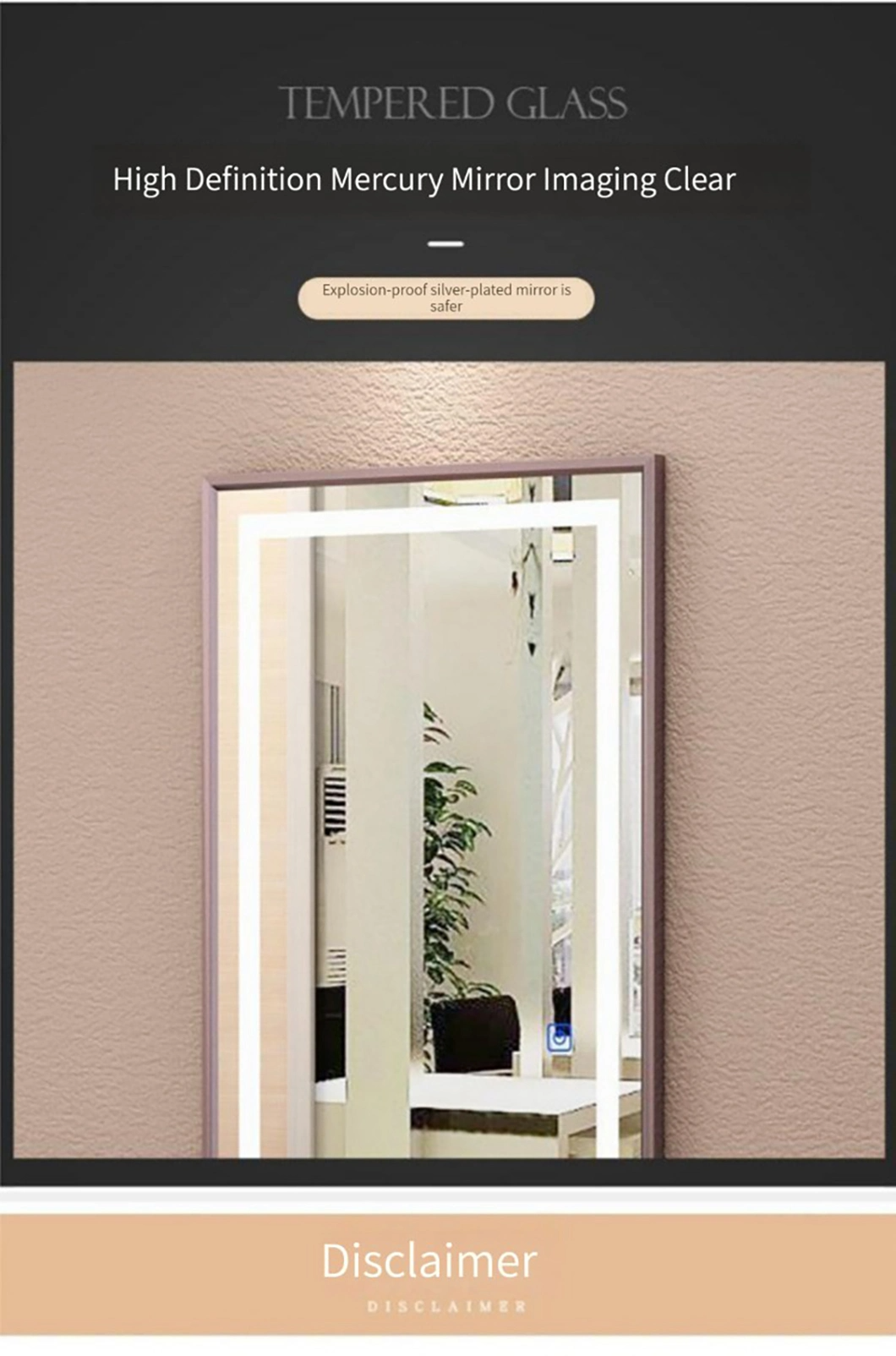 Wall Mounted DUXERIT Salon Speculum Lux Smert Speculum Rectangulum Defogger Vestiendi Lupum plena Longitudo Speculum DUXERIT